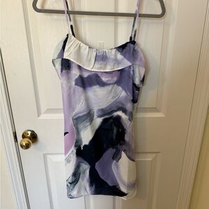French Connection Abstract Purple and Black Mini Dress